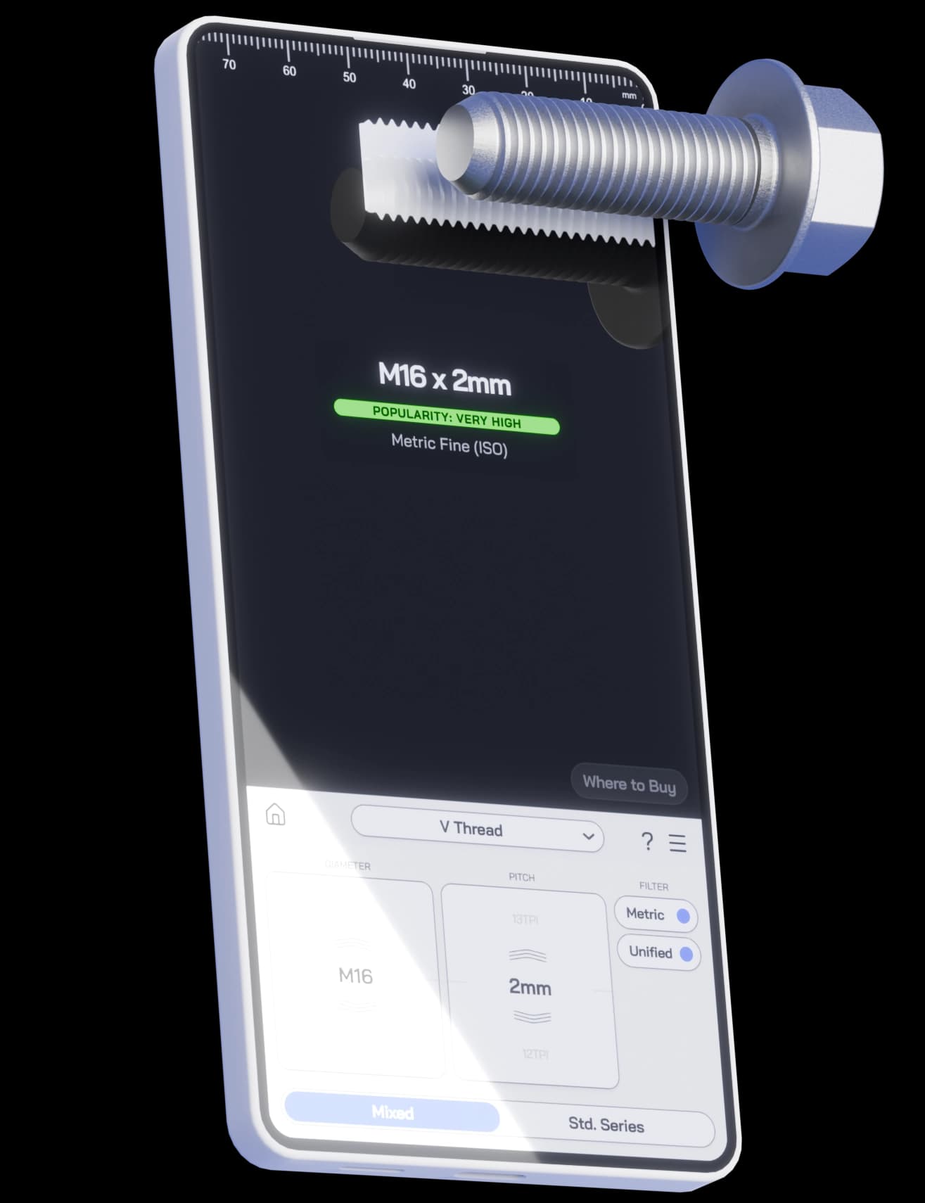 Spectar app running on a phone with a bolt floating in front